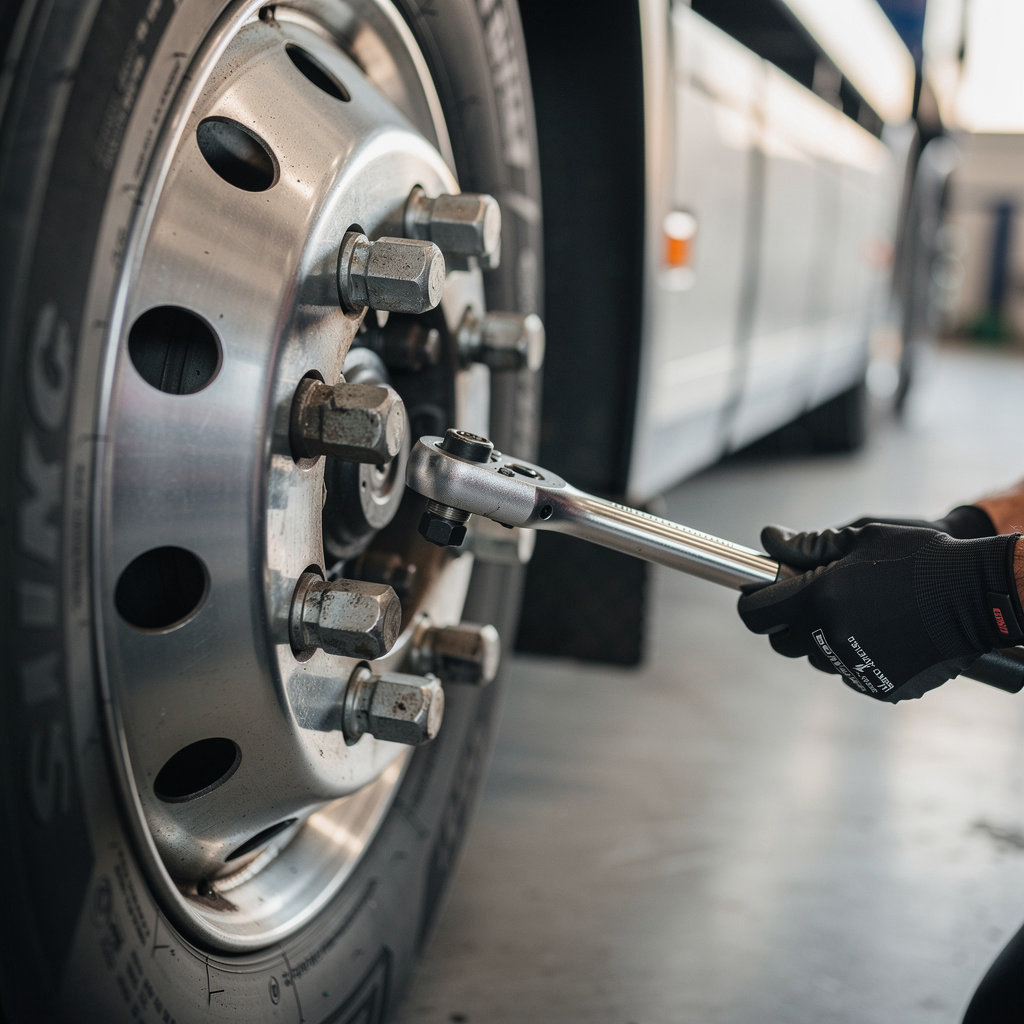 QUICKONE TRUCK AND TRAILER REPAIR technician performing preventive maintenance on a commercial truck in San Diego